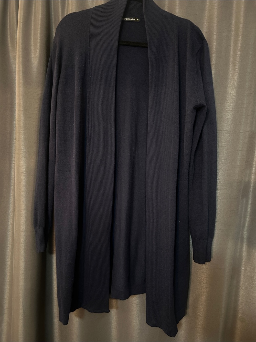 Open-Front Navy Shawl Collar Cardigan Sweater - Women